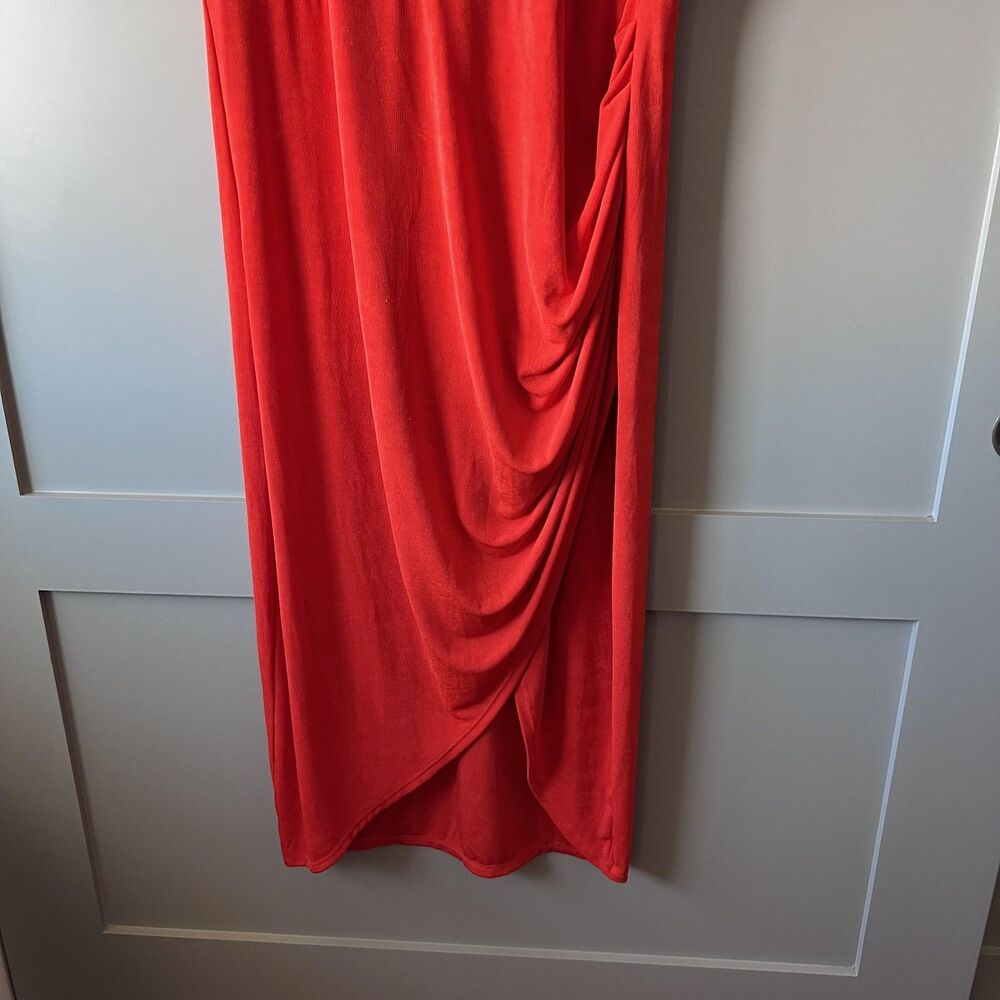 Nina Parker Dress Womens 3X Pink Red Colorblock Sleeveless Ruched Tulip Hem Maxi - Picture 4 of 9